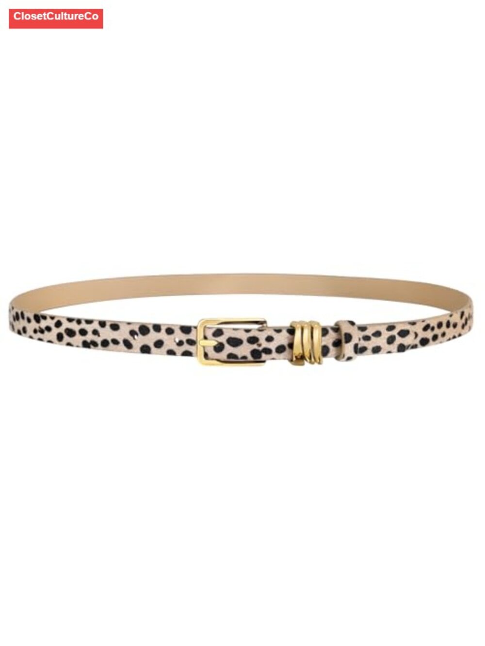 PU Leather Skinny Belt Thin Waist Belt Gold Buckle Metal Loops